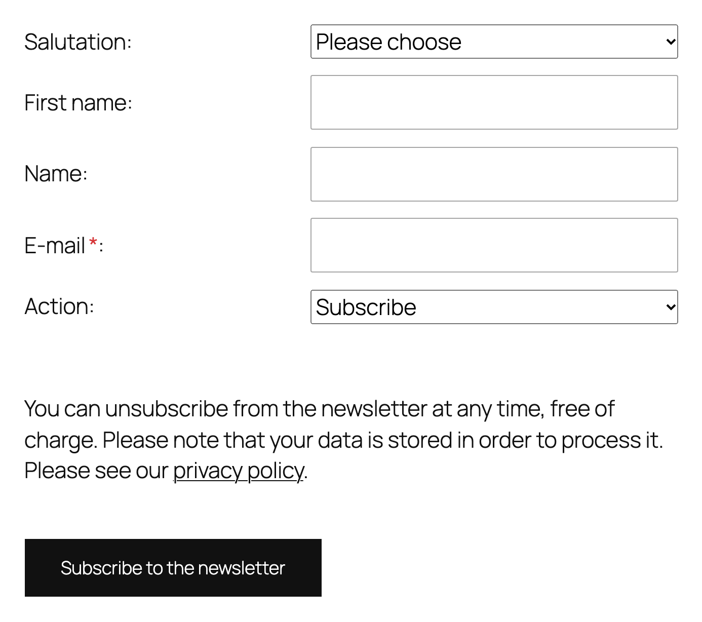 The subscription form on your site, placed as a block, shortcode or widget.