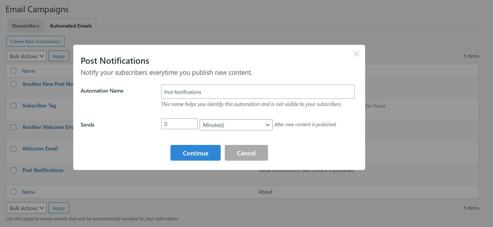 Automatically send new post notifications to your customers when you publish new posts.