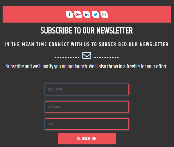 Newsletter Subscription Form with Color Scheme red