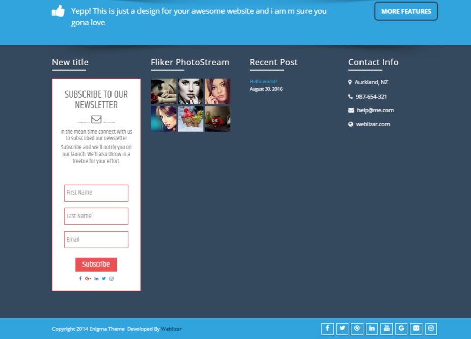 Newsletter Subscription Form In footer area