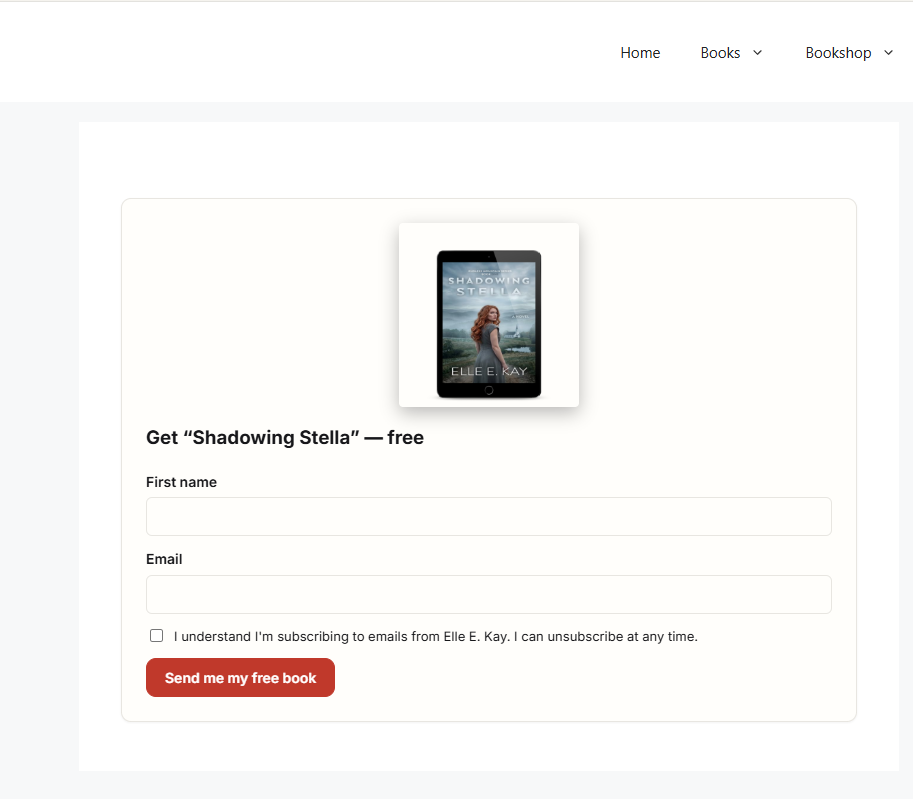 An inline form embedded in a page.