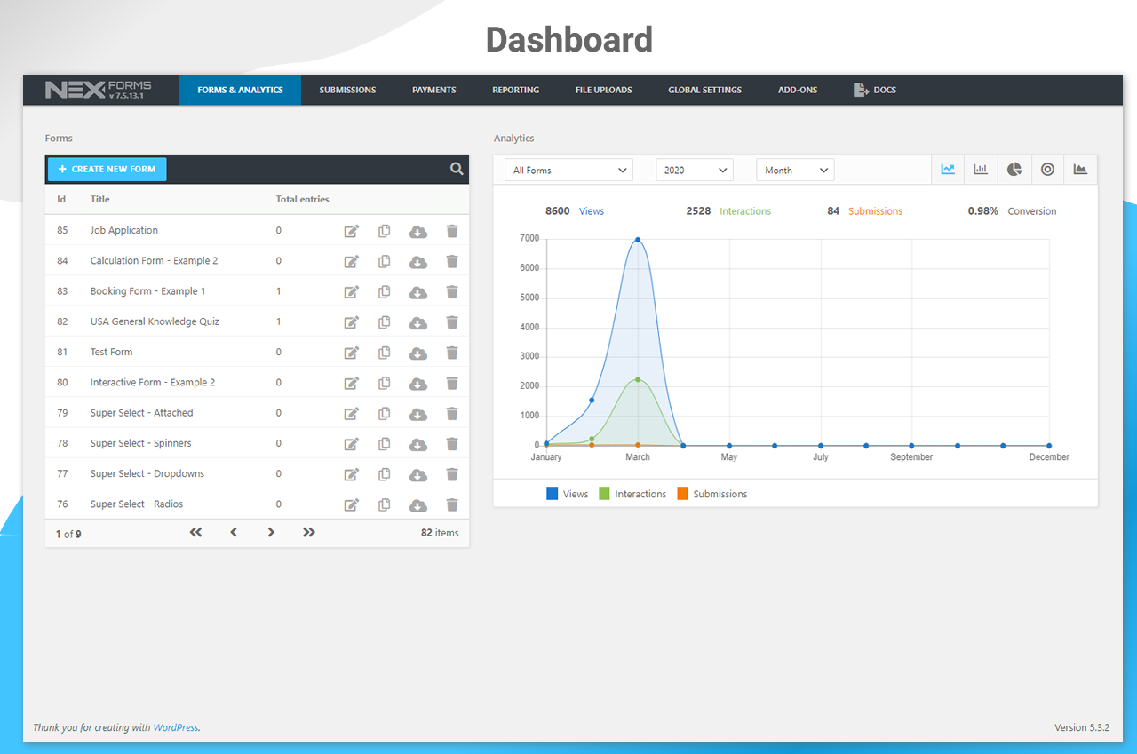 NEX-Forms - Dashboard with form analytics and more!