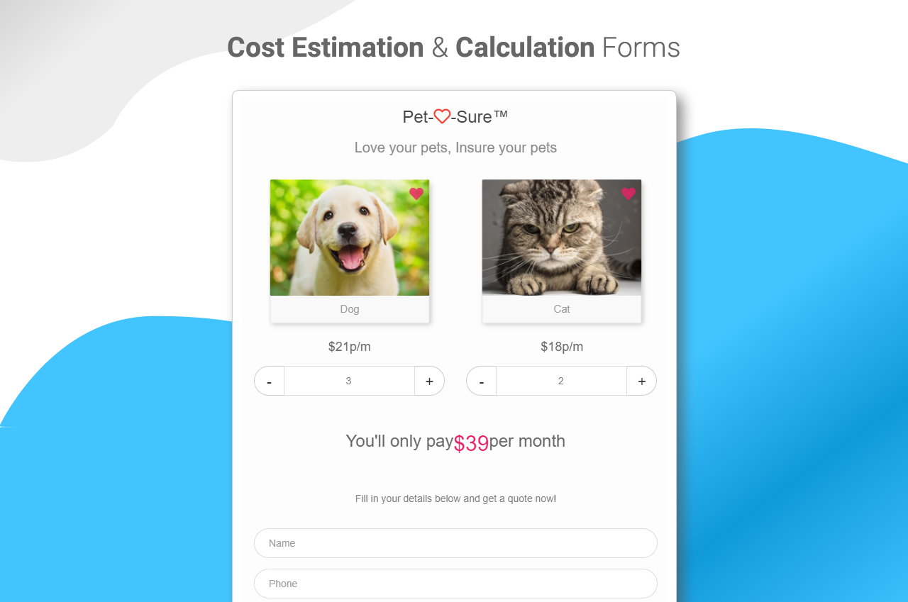 Cost Estimation and Calculation Forms by NEX-Forms - WordPress Forms Builder