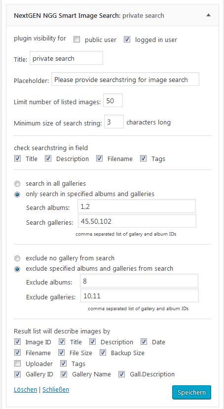 widget display for search definition