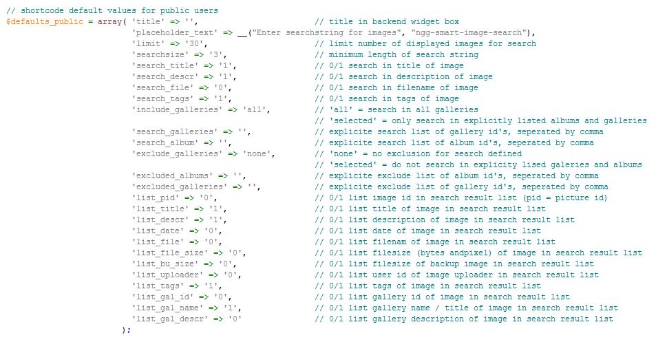 shortcode default parameters for public users