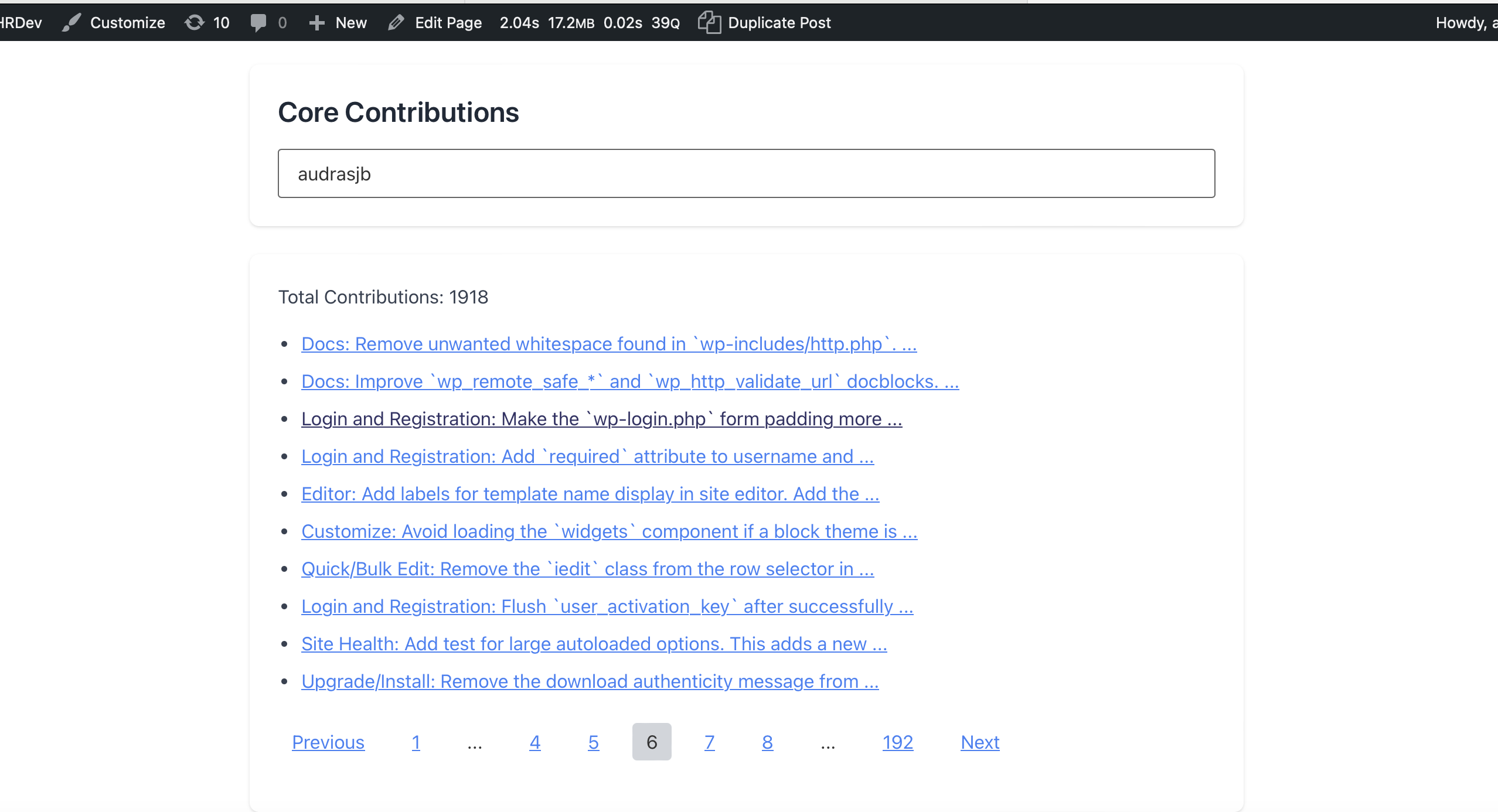 Shortcode view on the front end