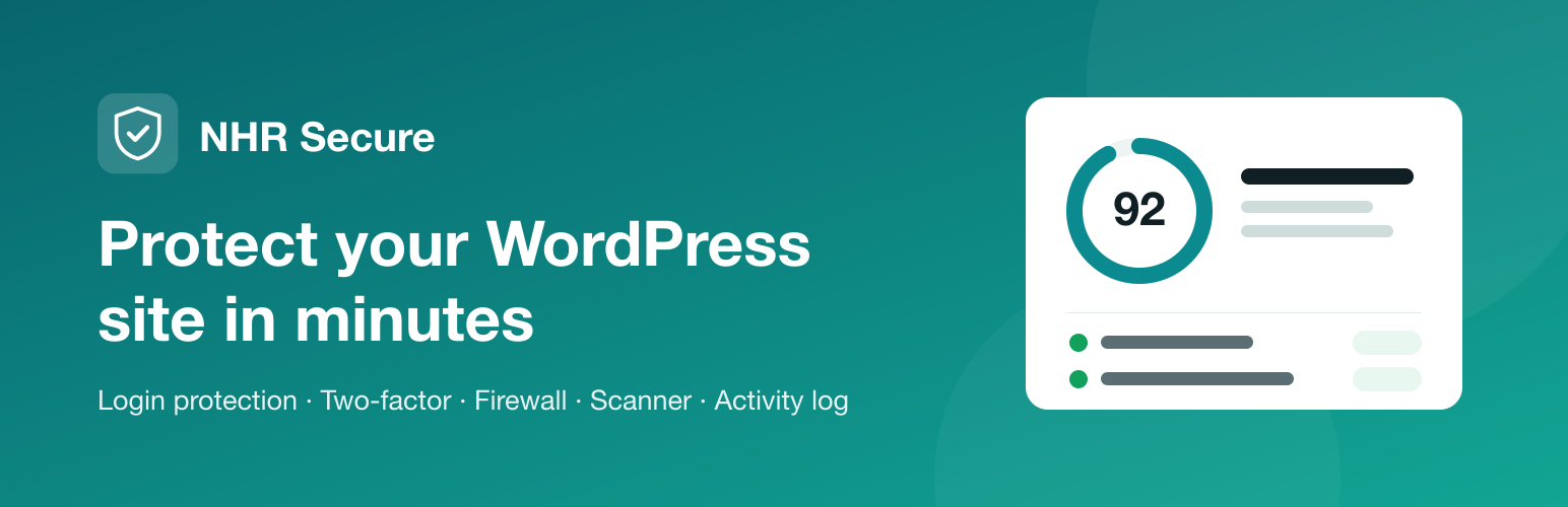 WordPress 外掛 NHR Secure – Security, Firewall, 2FA, Login Protection & Activity Log 的封面圖片