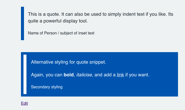 Testimonial / Quote - Simple display device for highlighting user feedback, personal quotes or other text you would like to highlight