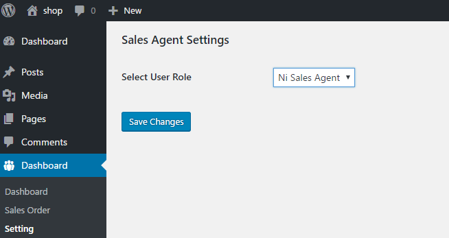 Select the sales agent user role in the User Role Report settings.