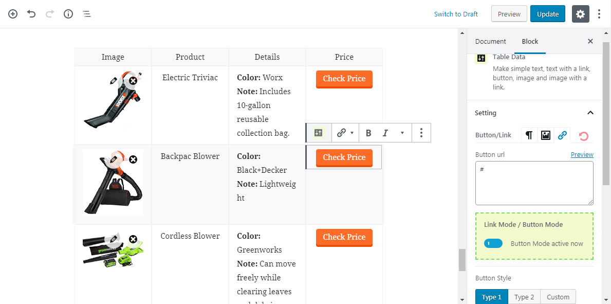 Table Demo Dashbord