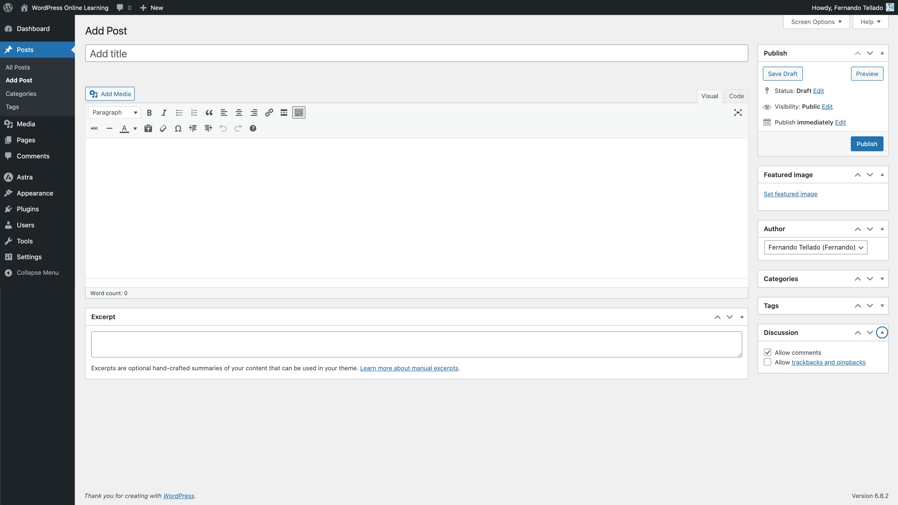 WordPress posts page with Classic Editor restored
