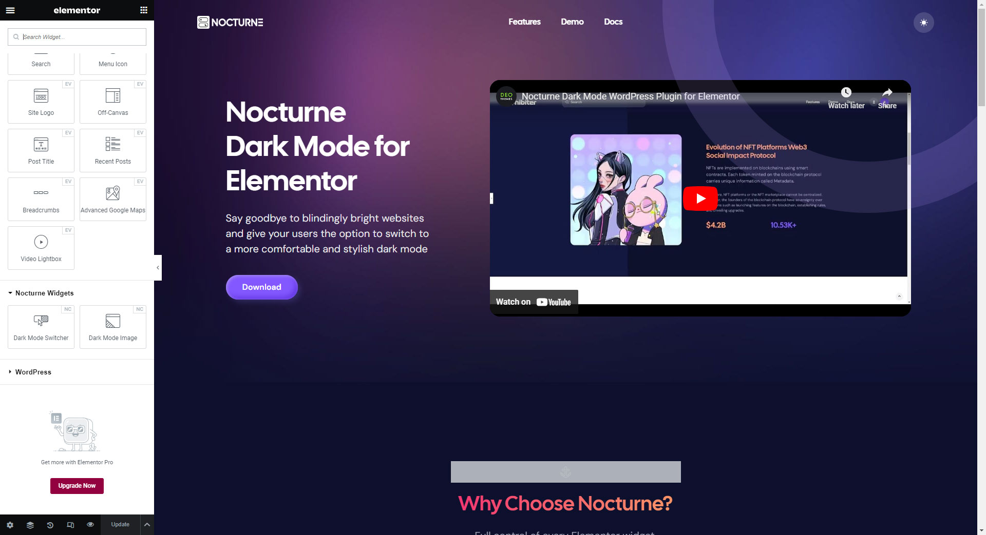 Nocturne Dark Mode &#8211; Elementor Dark Mode Toggle for WordPress