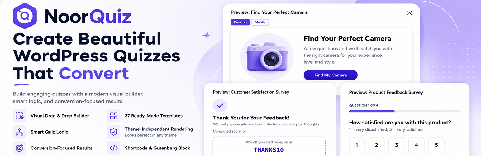 NoorQuiz – Create Beautiful WordPress Quizzes That Convert
