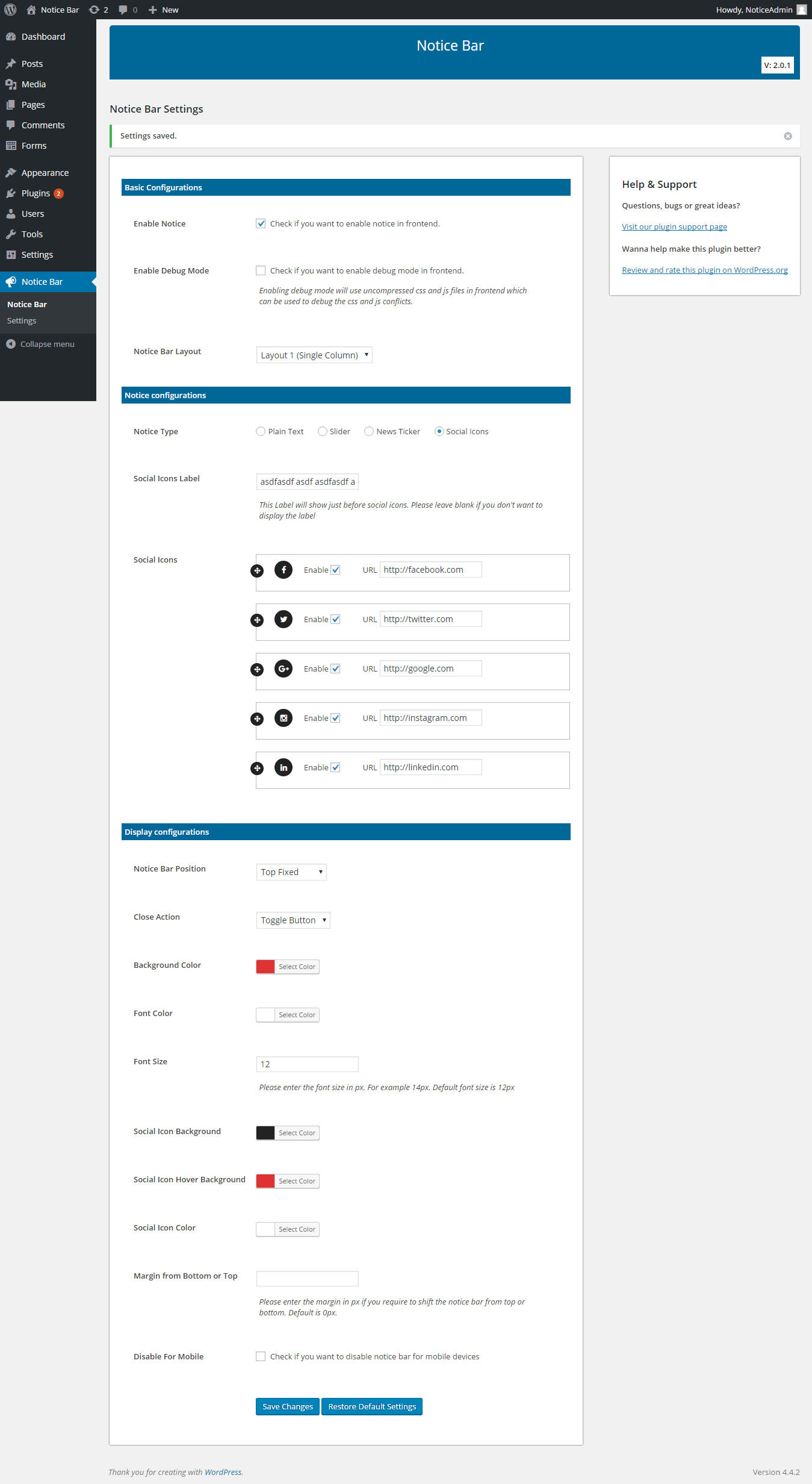 Plugin Settings