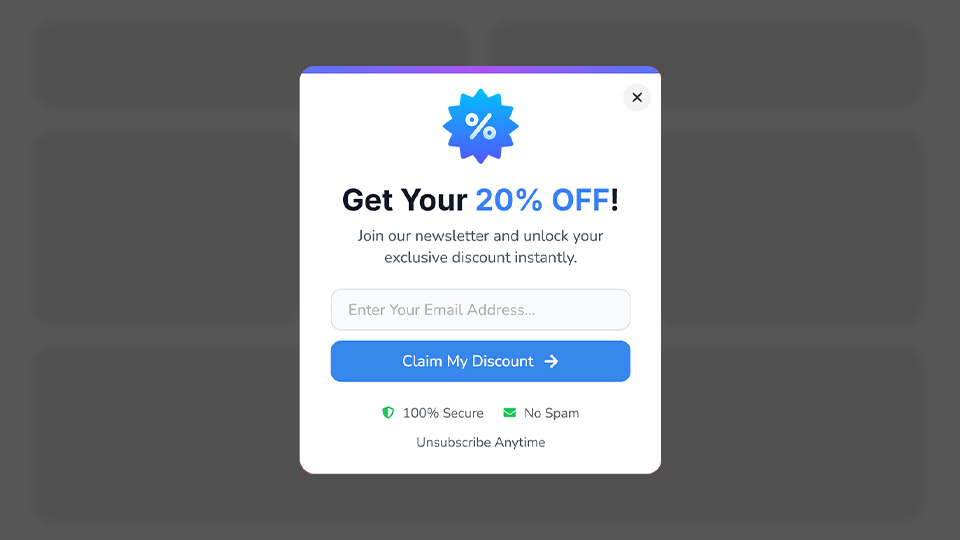 an Email Sign-up Discount Pop-up that was created with Notifal and you can import it to your website from our library!