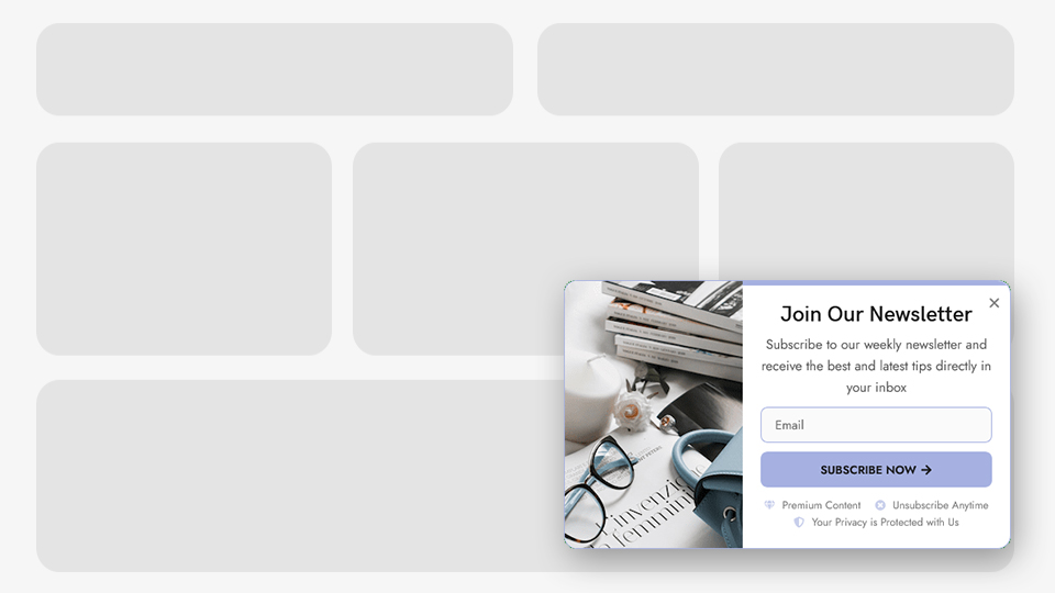 a Newsletter Sign-up Form Floating Side Box that was created with Notifal and you can import it from our library.