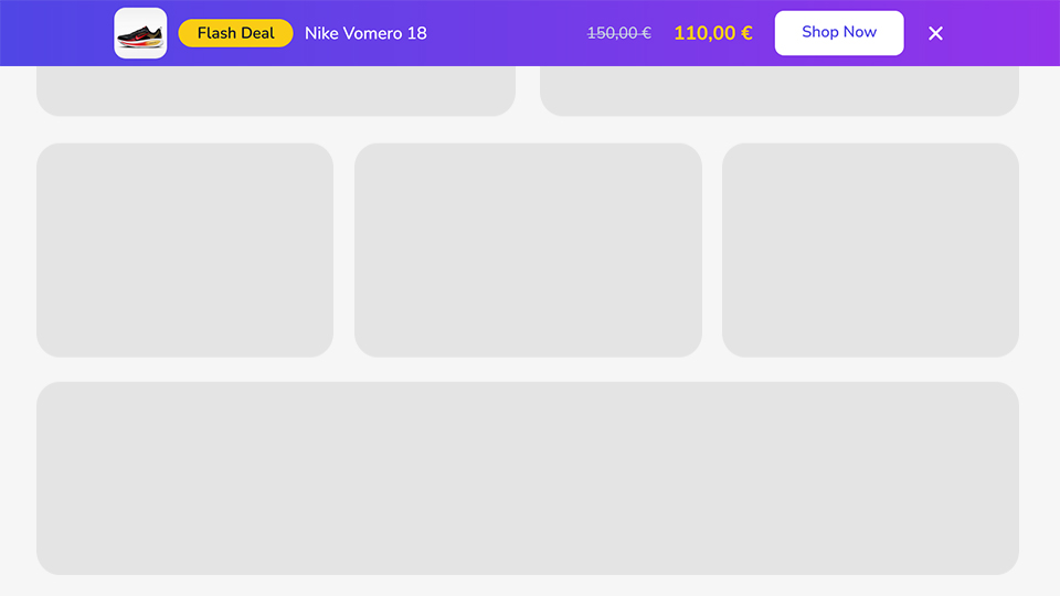 a Discounted Products Flaoting Bar that was created with Notifal and you can import it to your website from our library.