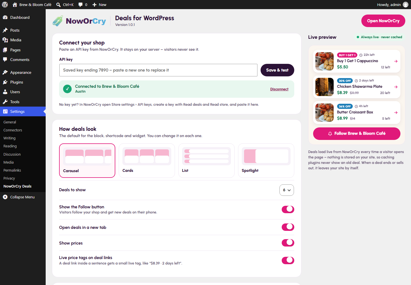 Settings › NowOrCry Deals.
