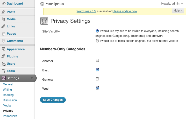 Within Settings -> Privacy, Any top-level category may be designated "members-only" .