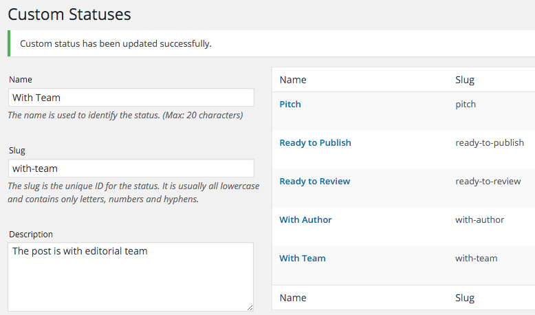 Custom statuses