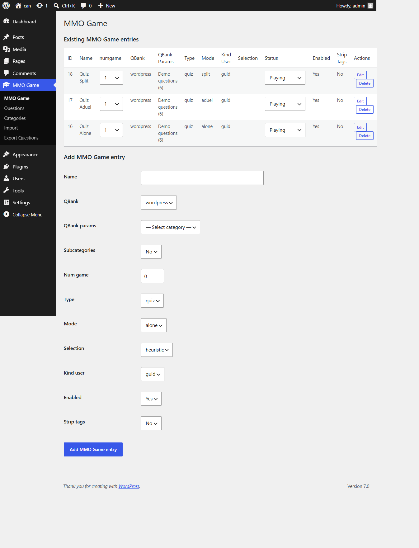 Administrative page.