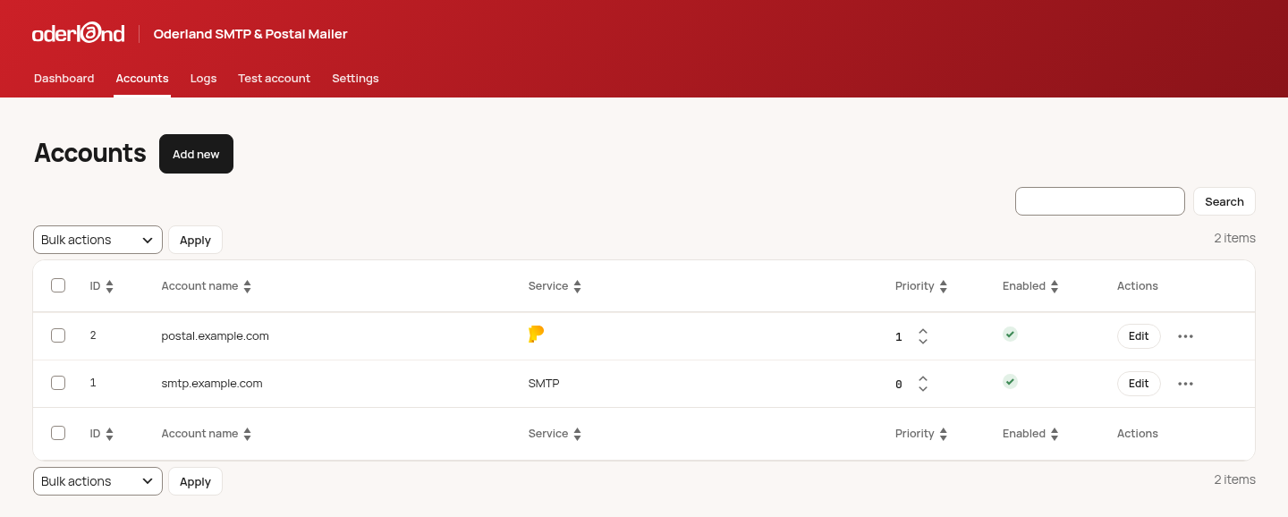 Accounts management - Configure multiple mail accounts with priority