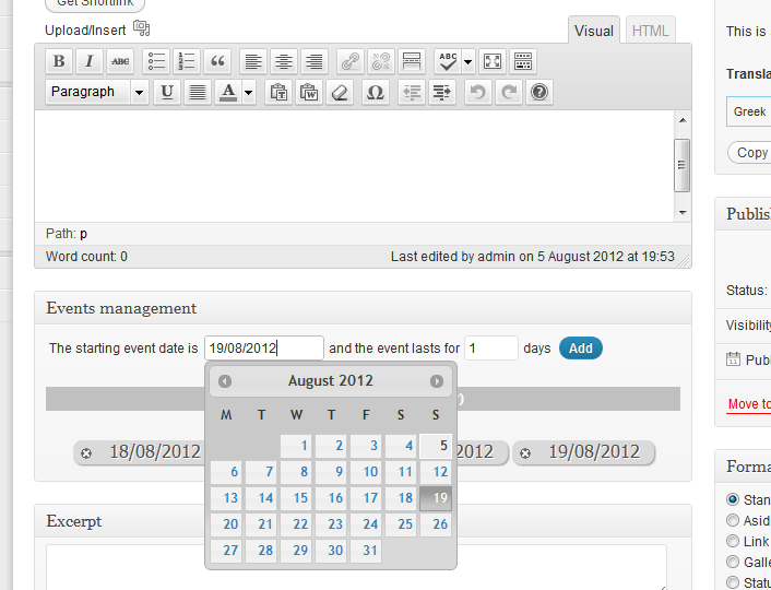 Add Events Page