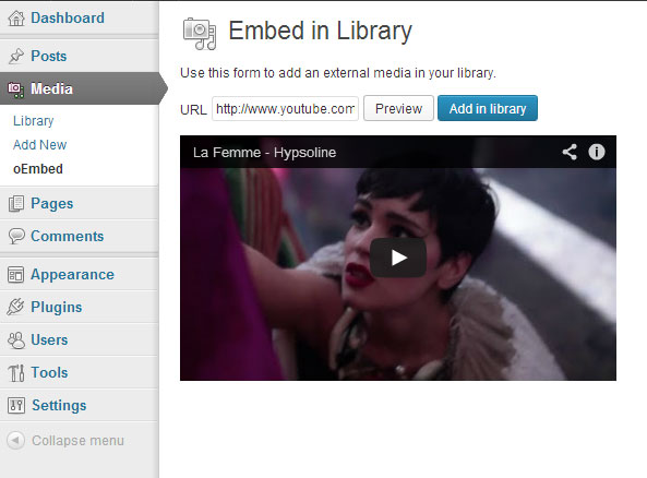 OEmbed in Library