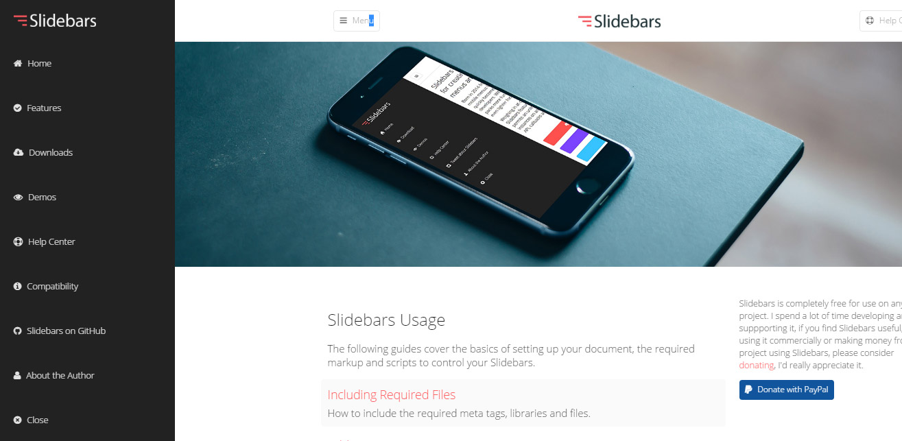 Sidebar left (Push effect) -&gt; image from Slidebars website