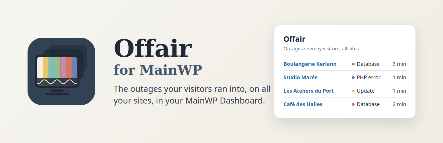WordPress 外掛 Offair for MainWP 的封面圖片