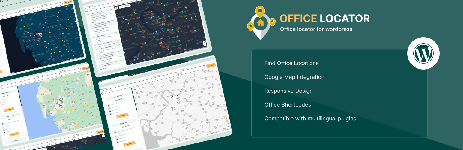 WordPress 外掛 Office Locator 的封面圖片。