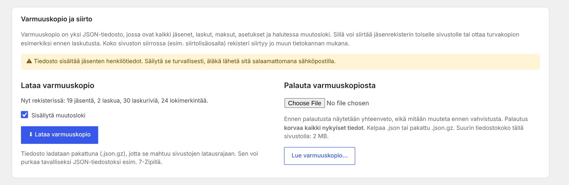 Backup and restore in the settings.