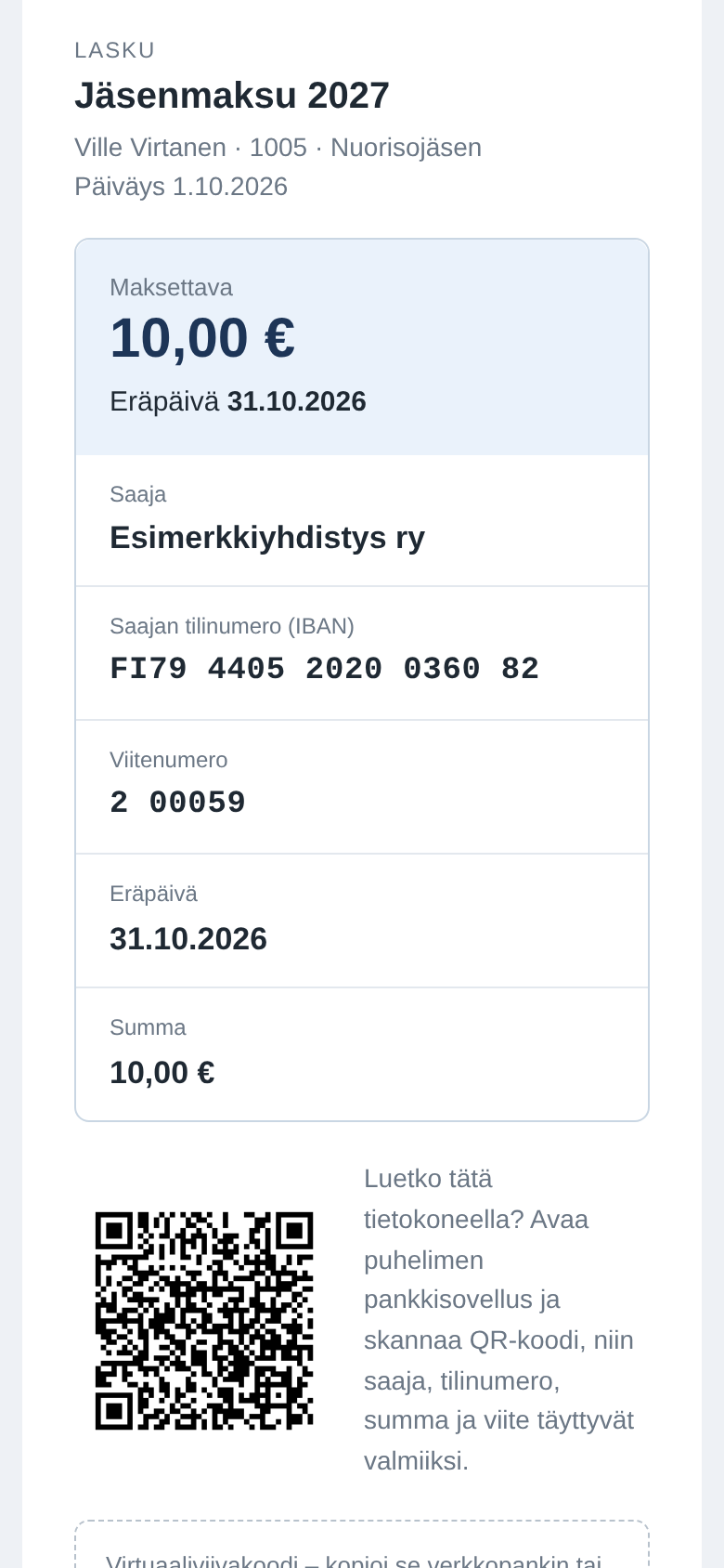 The email invoice on a phone.