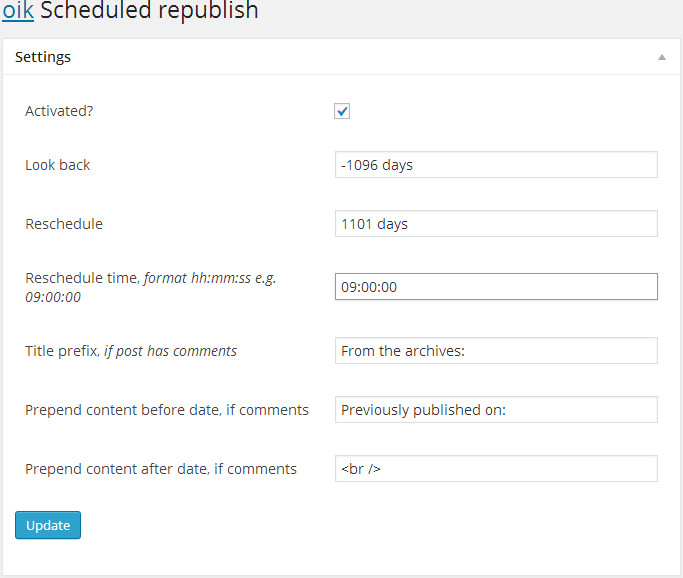 Scheduled republish options