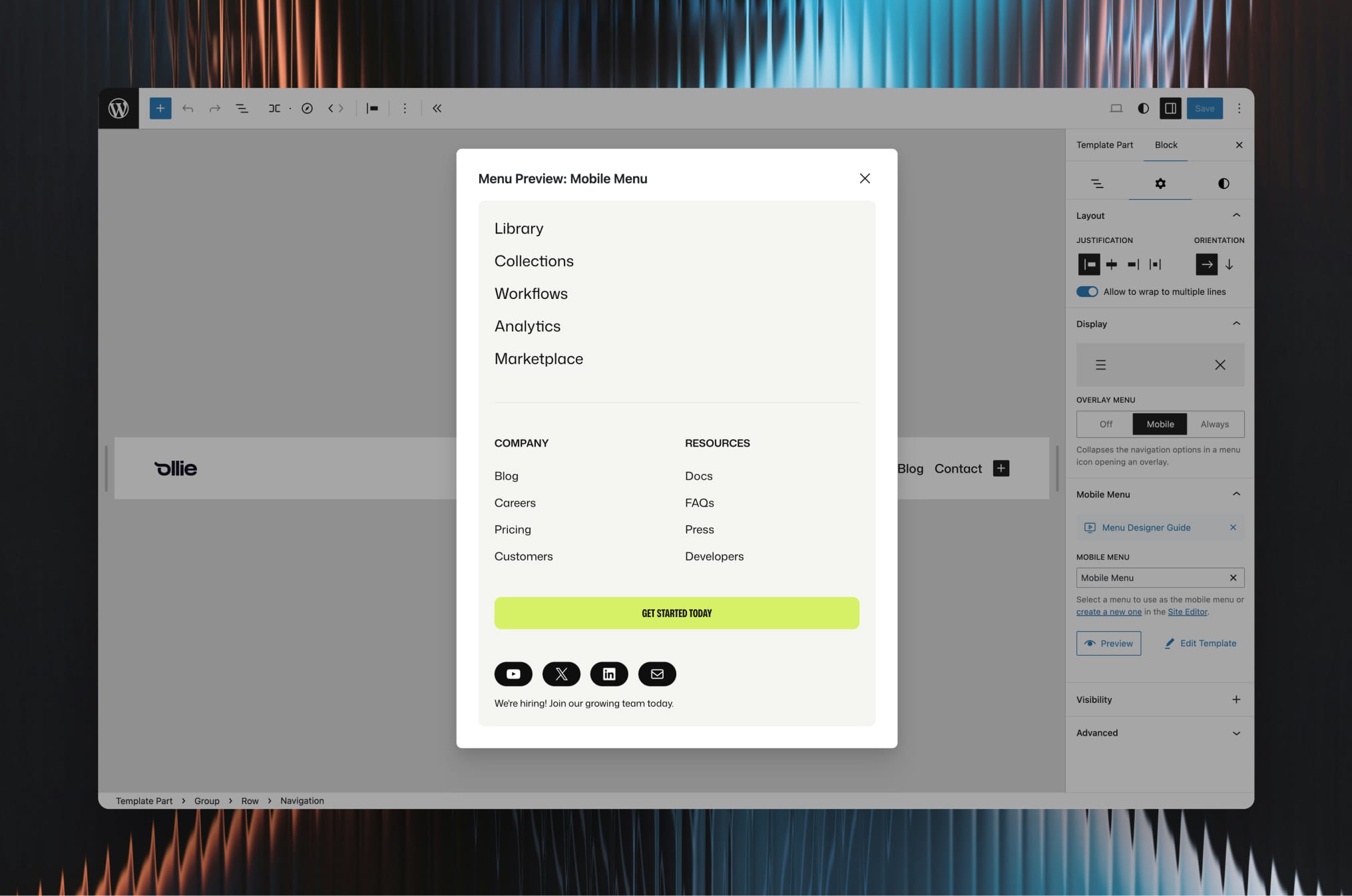 Preview your menu designs instantly while building them in the block editor.