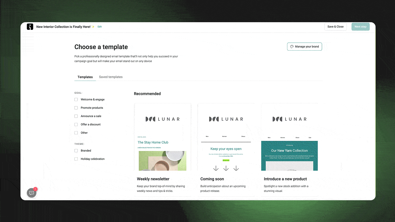 250+ ecommerce email templates in the campaign builder