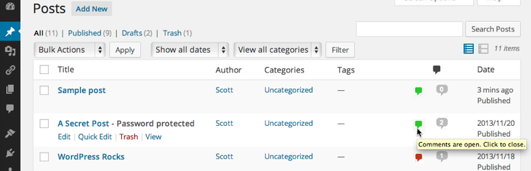 One Click Close Comments