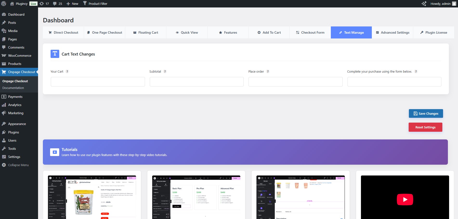 Settings - Text Manage