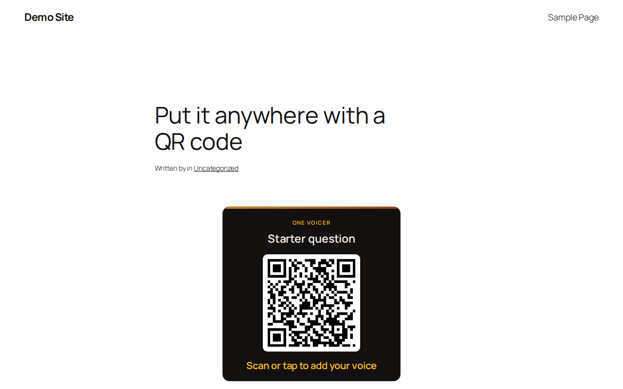 The QR card with an optional heading.
