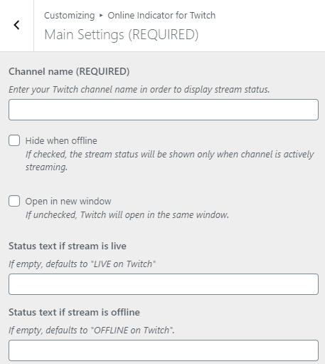 The main settings