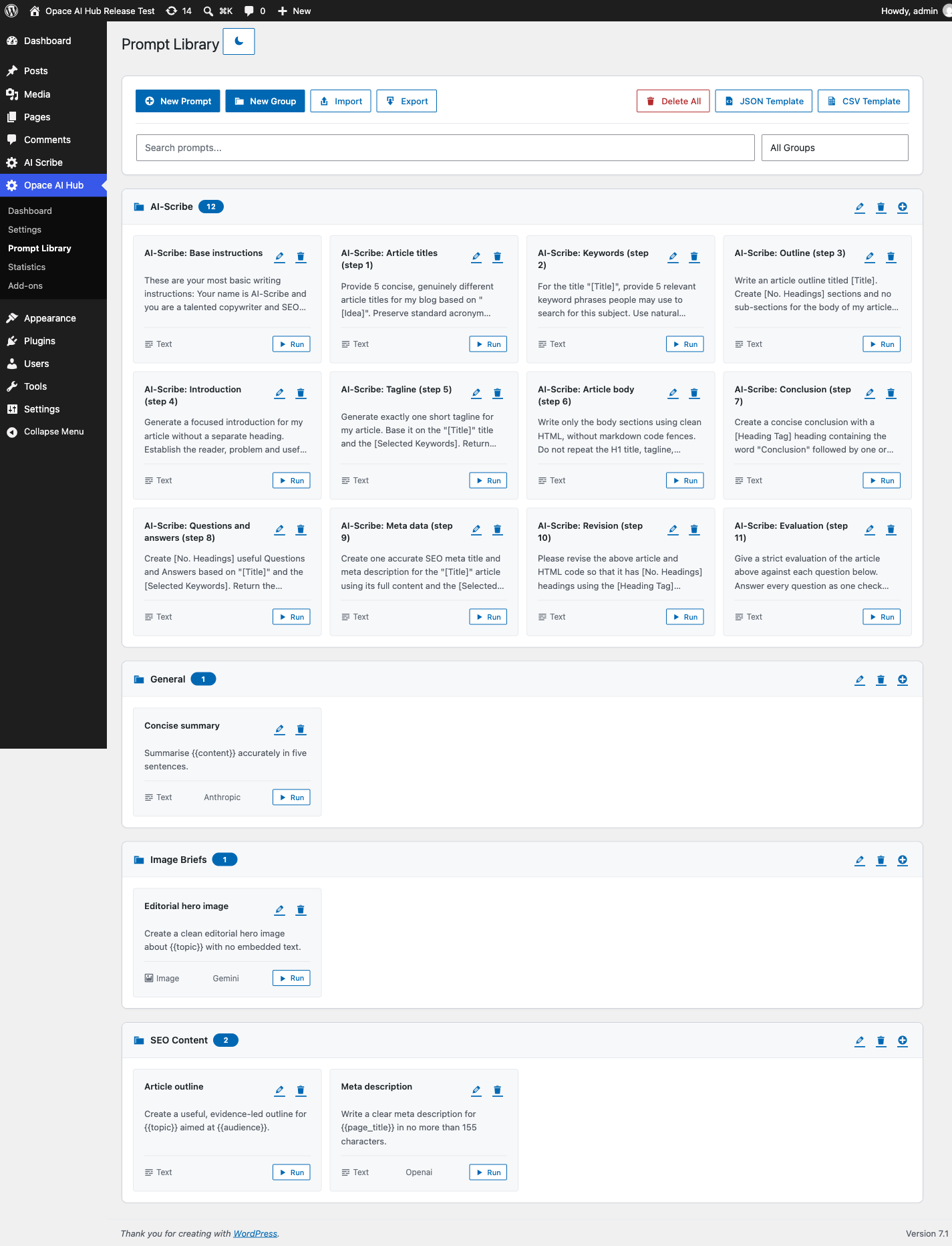 Prompt Library - group, import, export and run reusable text or image prompts.