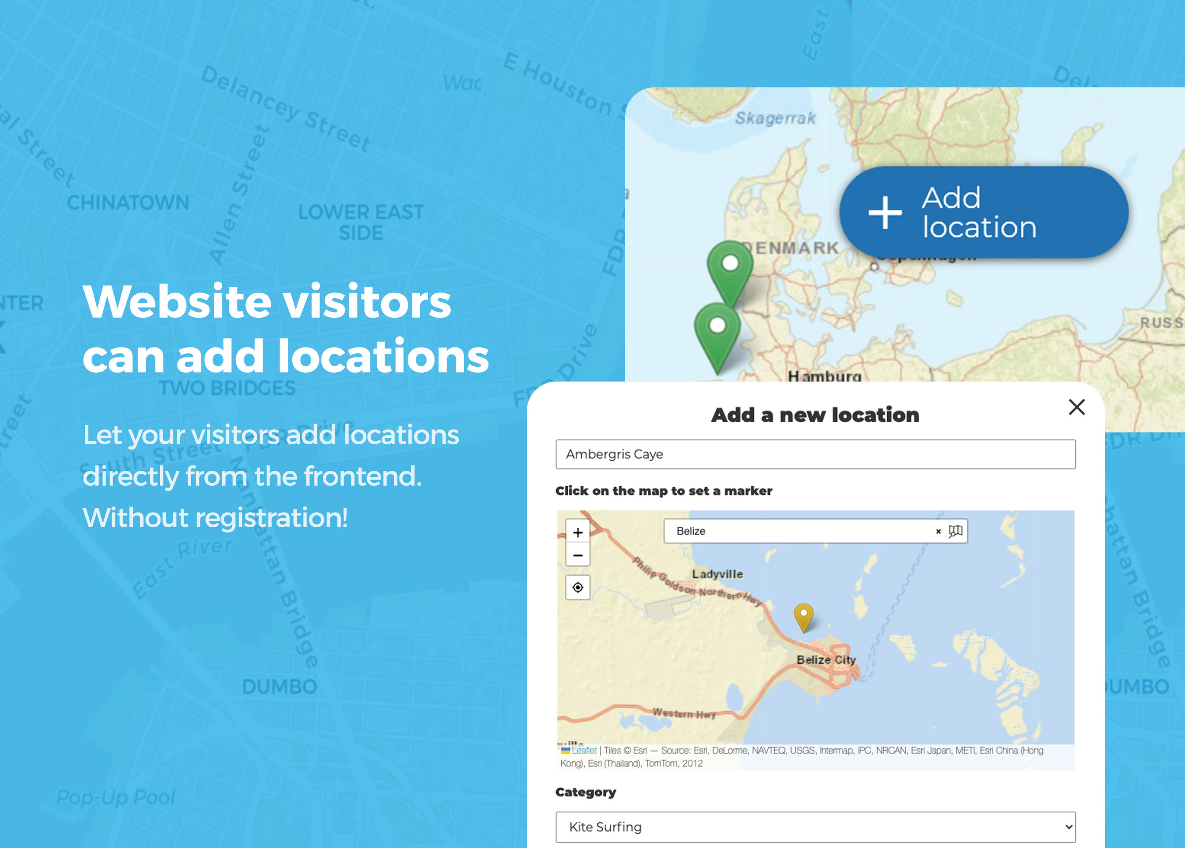 Website visitors can add locations