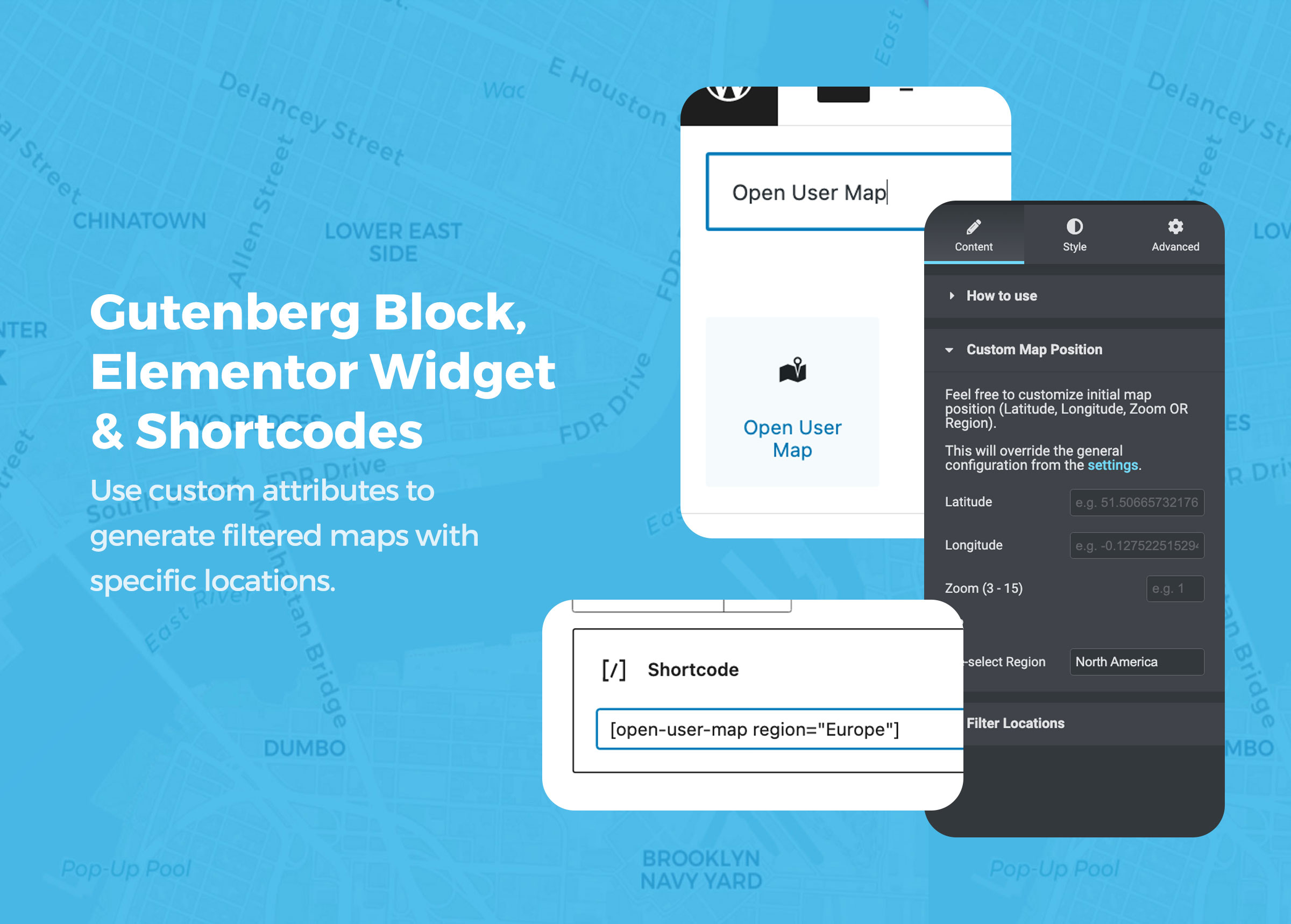 Gutenberg Block, Elementor Widget & Shortcodes