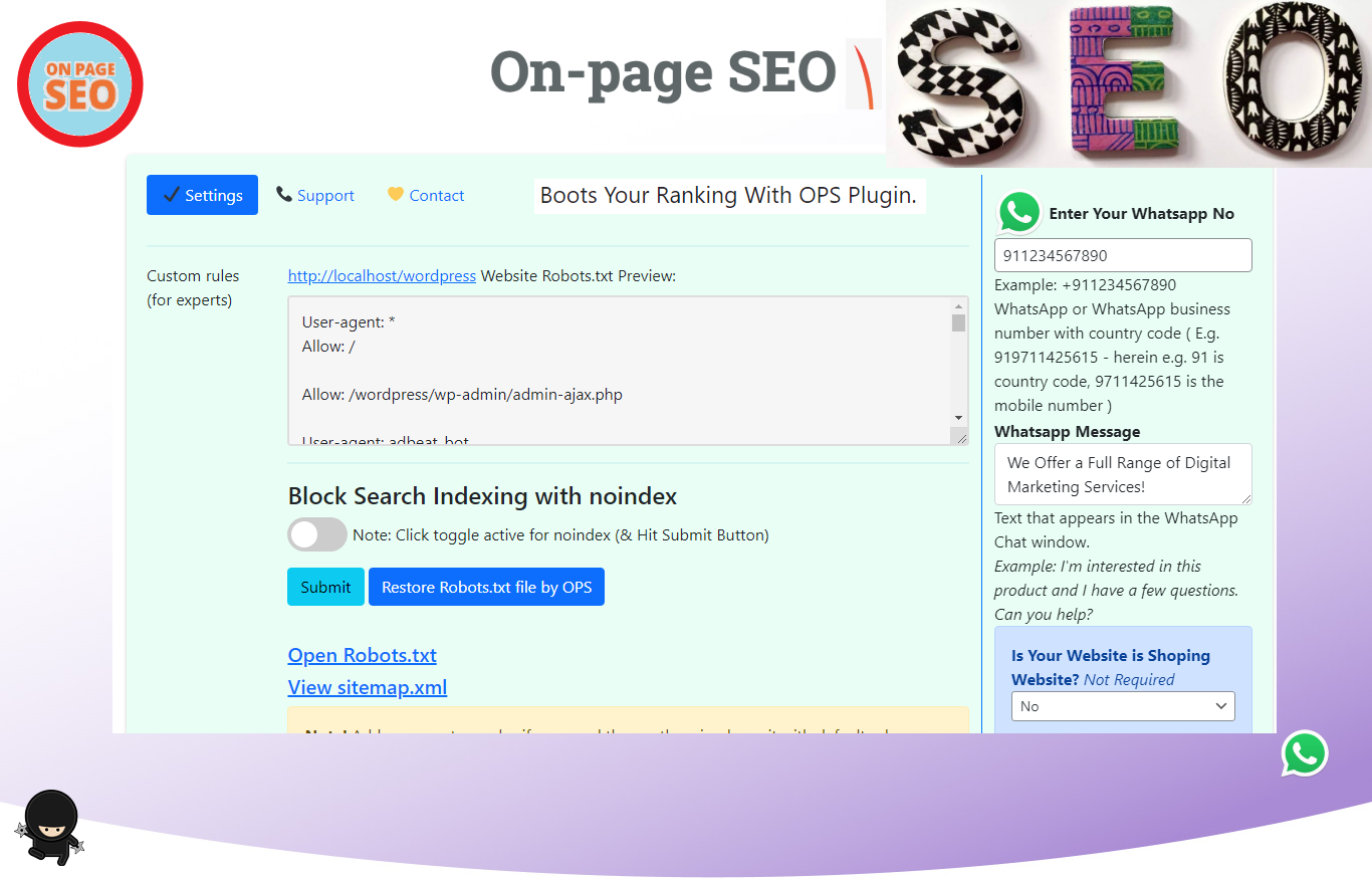 On page SEO plugin