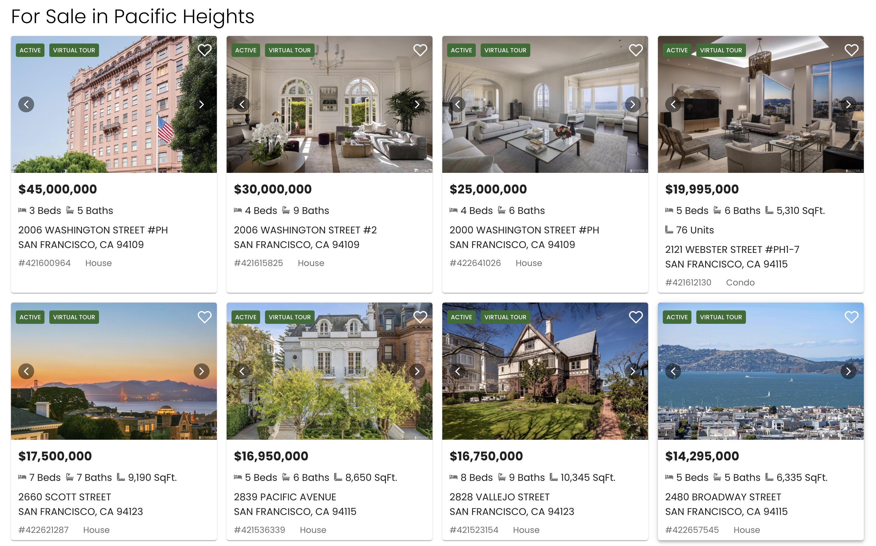 Display galleries of listings throughout your site for locations and criteria you choose