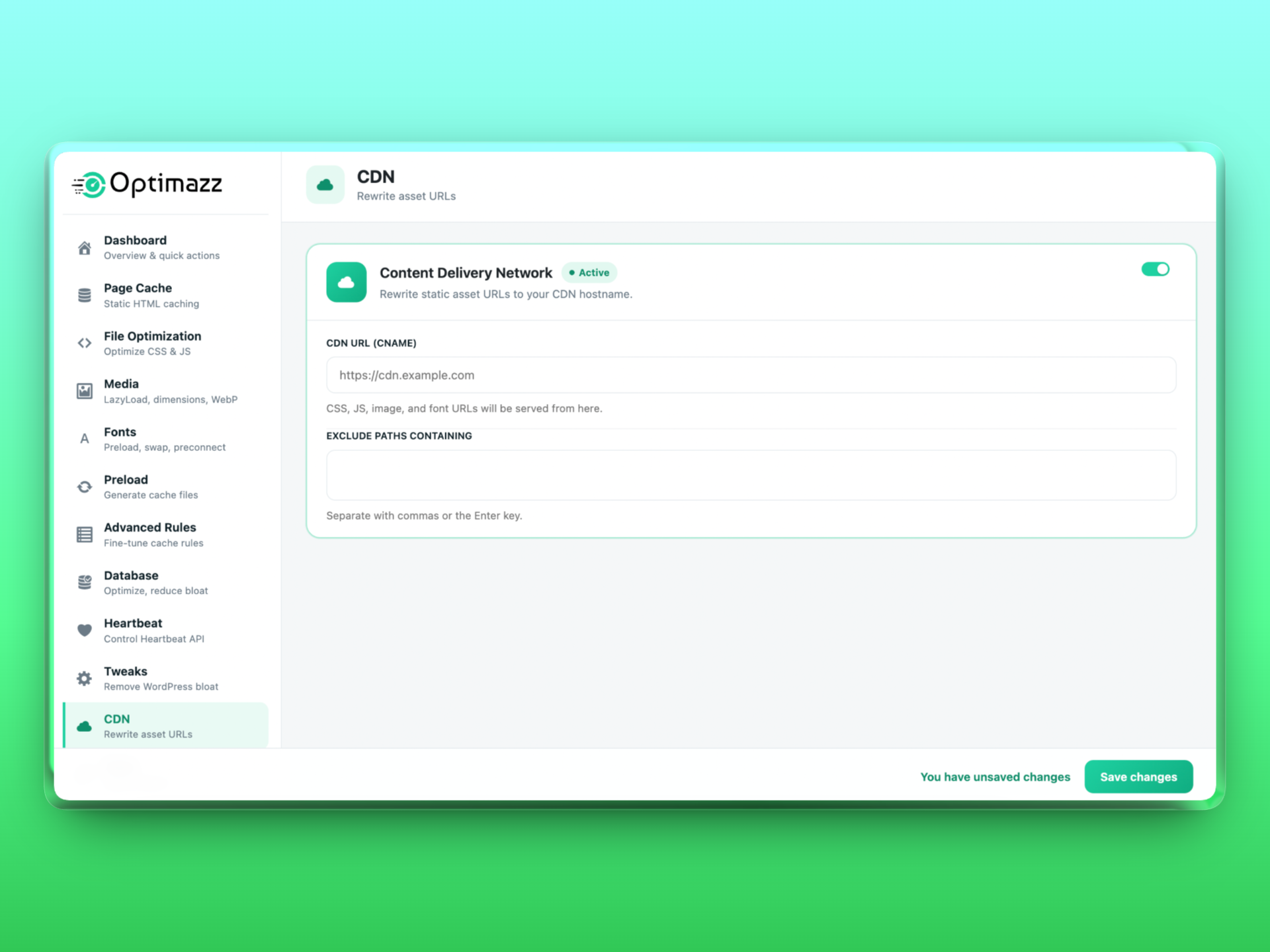 CDN — rewrite static asset URLs to your CDN hostname.