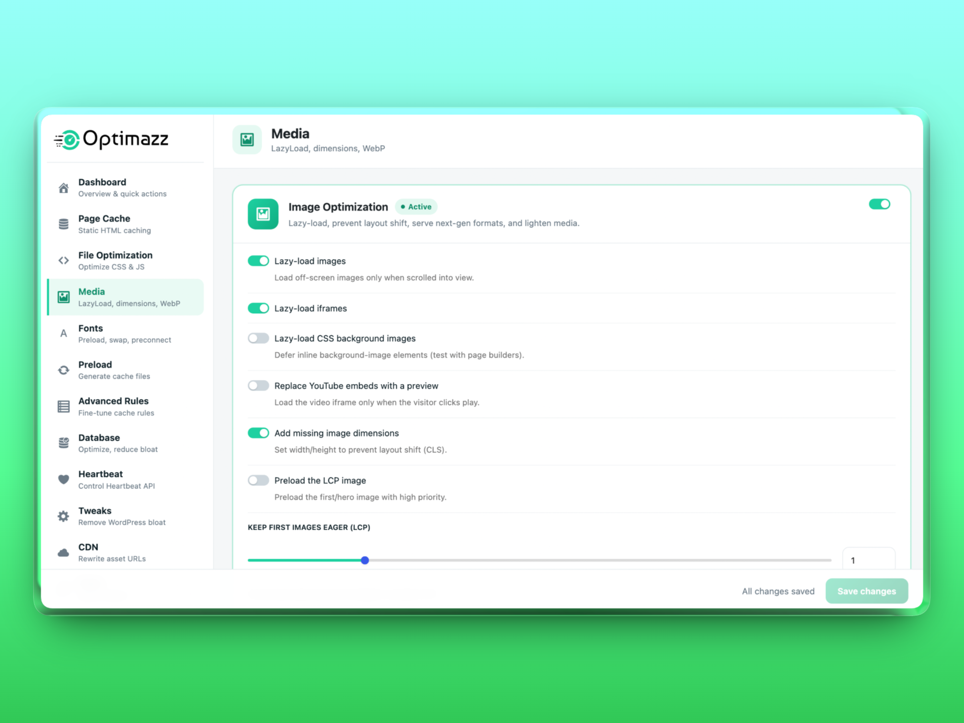 Media — lazy-load images and iframes, add missing dimensions, and convert to WebP/AVIF.