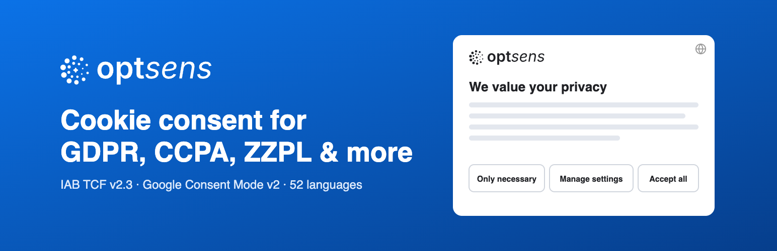 WordPress 外掛 OptSens | Cookie Consent Platform for GDPR & CCPA 的封面圖片