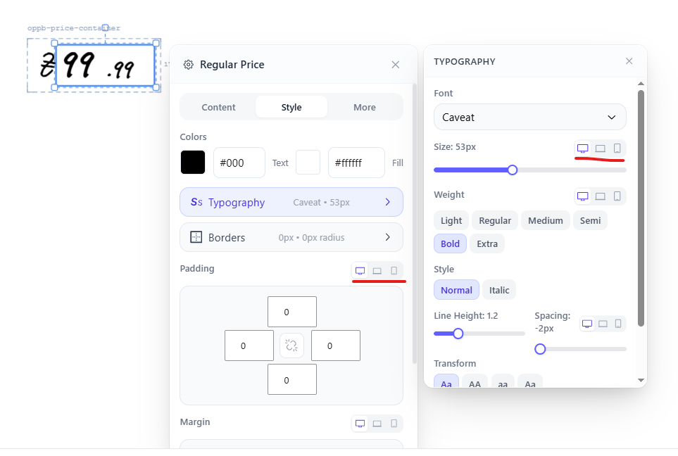 Responsive Settings - Configure for desktop, tablet, and mobile