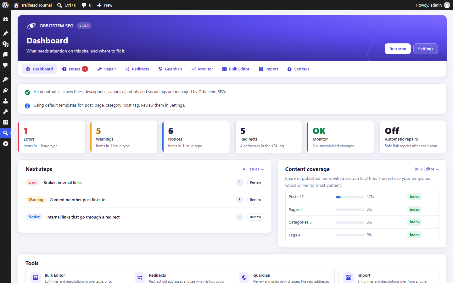 The dashboard shows what needs attention first, with one click to each fix.
